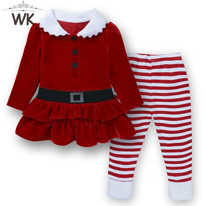 

Kids Clothes red top+ Pants 2 pcs Suit Corduroy Teenage Costume Girls Clothing Sets 1-6 years New Year Jersey Christmas JT-253