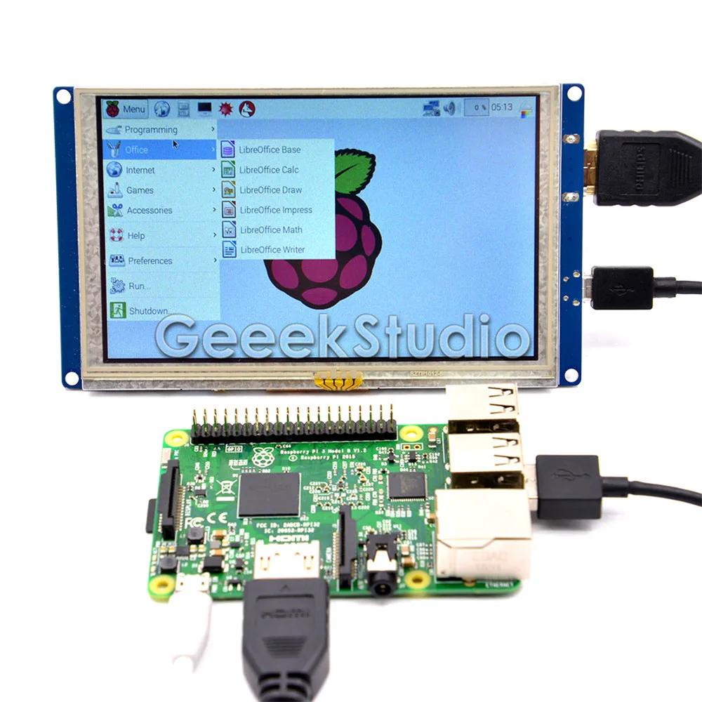 5 дюймовый сенсорный ЖК экран HDMI 800*480 TFT для Raspberry Pi 4B / 3B + 2 Model B/PC без драйвера Plug and