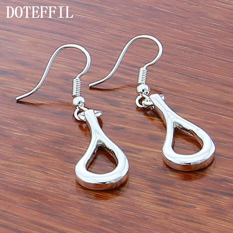 DOTEFFIL 925 Sterling Silver Hollow Water Droplets/Raindrops Drop Earrings For Woman Wedding Engagement Fashion Party Jewelry | Украшения и