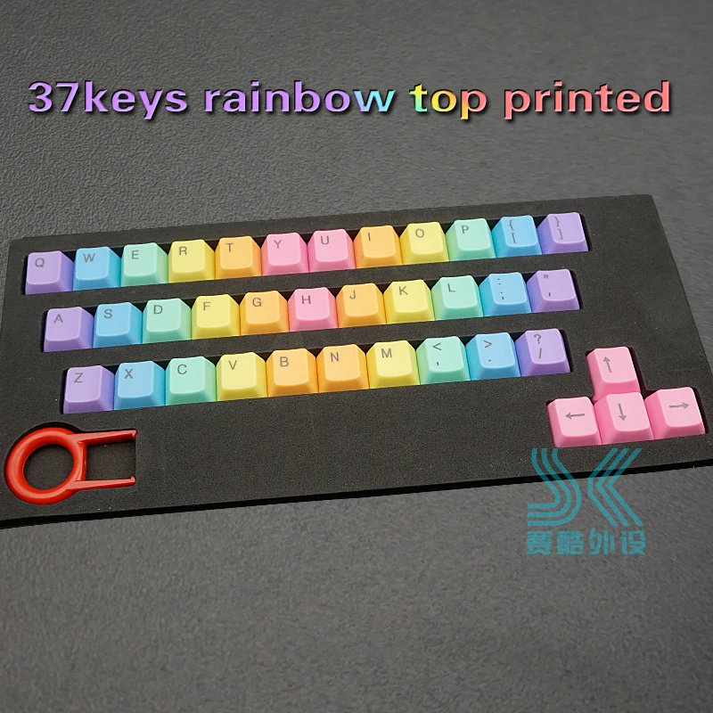 37keycaps top print 14 37 клавиш механическая клавиатура цвет насыщенный красный OEM высота лампа из abs-пластика Цвет постепенное изменение двойной цвет dip-dye Чехлы для клавиш - Цвет: 37keycaps top print