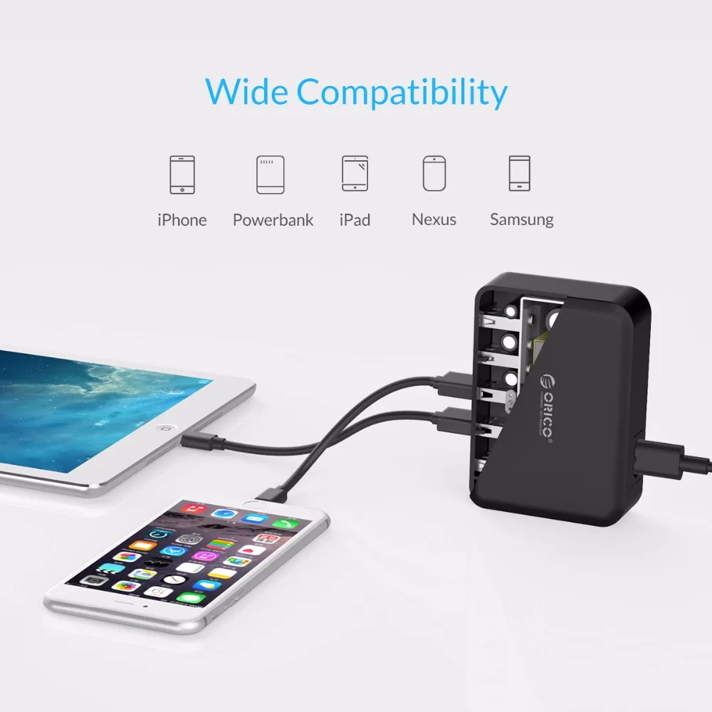 Универсальное умное зарядное устройство ORICO 5 портов USB EU US UK AU 8A 40 Вт для xiaomi iphone