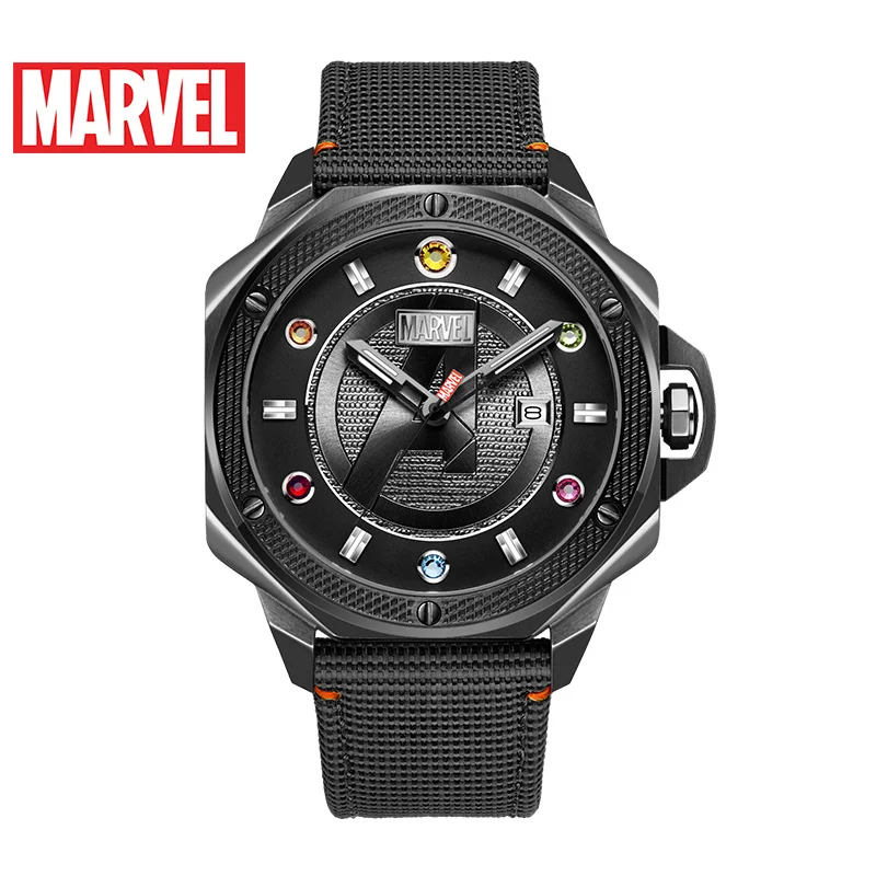 Disney Официальный Marvel Мстители Мужские кварцевые часы водонепроницаемые rhistone светящийся календарь из нержавеющей стали 9062 Relogio Masculino - Цвет: BBB