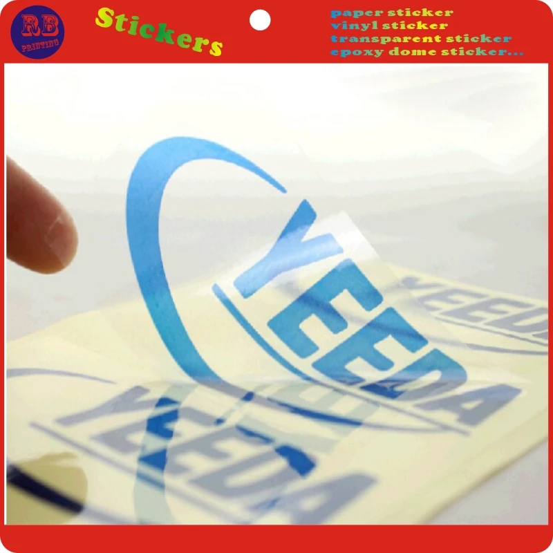 

6cm round transparent PVC sticker make gold foil stamping.