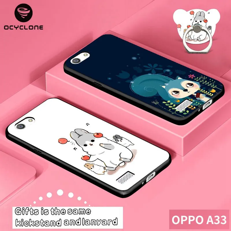 Милый чехол с рисунком для OPPO A33 подарки подставка и шнурок мультяшный