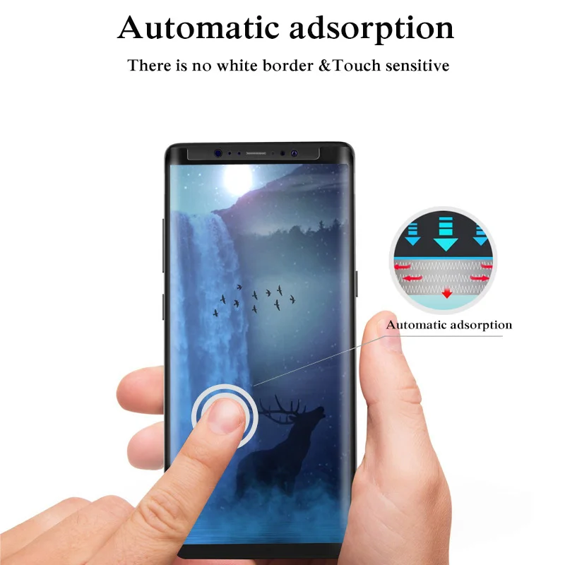 9H 3D полное покрытие клеевое закаленное стекло для SAMSUNG Galaxy Note 8 9 Note9 S8 S9 PLUS Note8