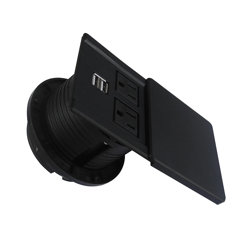 Desktop power Grommet Data Center настольная розетка с 2 портами usb скрытый дизайн(черный