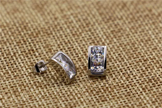 Женские серьги для пирсинга Martick Серьги серебряного цвета с квадратными