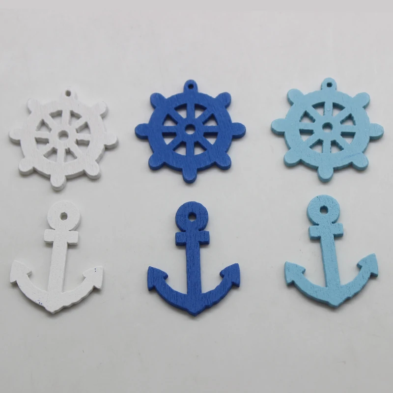mini Anchor 50 шт смешанные животные 2 отверстия кошка собака девочка кролик деревянные пуговицы для поделок DIY Детские аксессуары для шитья одежды скрапбук поставки - Цвет: mini Anchor