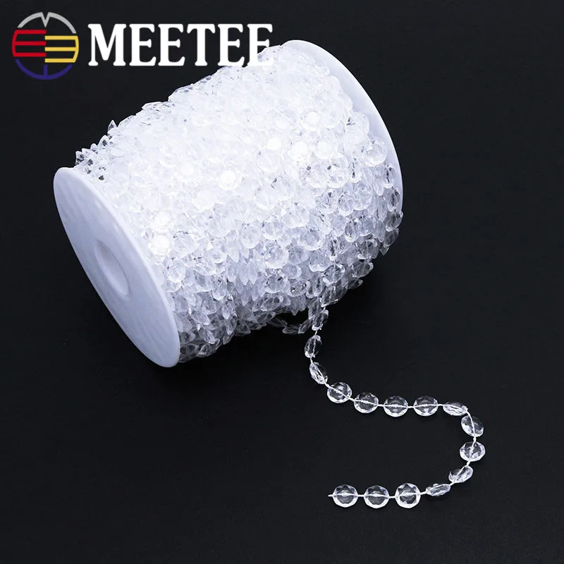 Meetee 5Meters Acrylic Crystal Bead Lace Trims Colourful Family Decoration DIY Curtain Pendant Accessories ZK572 | Дом и сад