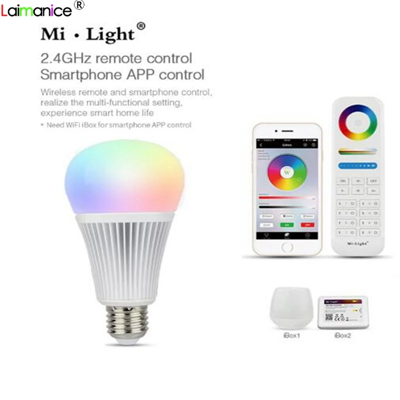 Mi light дистанционное управление 9 Вт RGB + CCT AC85 265V 2 4G Беспроводная E27 лампа RGBWW