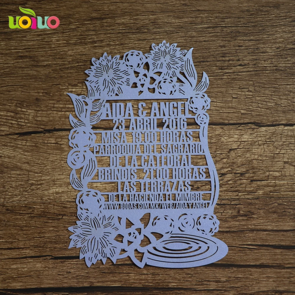 

Unique engraving words wedding invitation card purple color wedding and birthday party invitation card