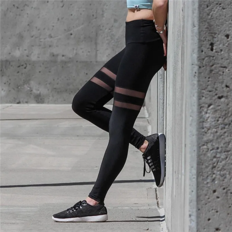 2018 Новая мода сетки двойная петля Высокая Талия Леггинсы Athleisure тренировки Для