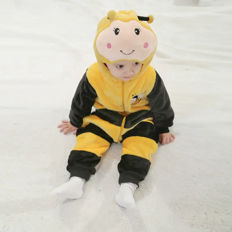 Bee Г. От 1 до 2 лет, фланелевая Одежда для новорожденных комбинезон для маленьких мальчиков и девочек, комбинезон для новорожденных, Рождественская одежда Детские костюмы с капюшоном - Цвет: Bee