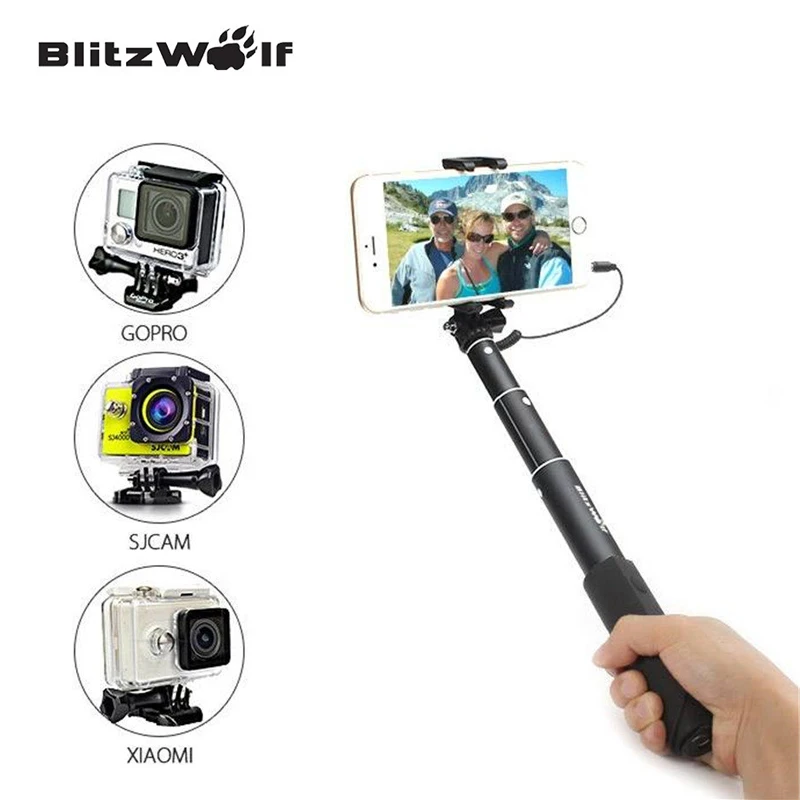 BlitzWolf мини раздвижная селфи-Палка с проводным управлением монопод для iPhone 6 samsung