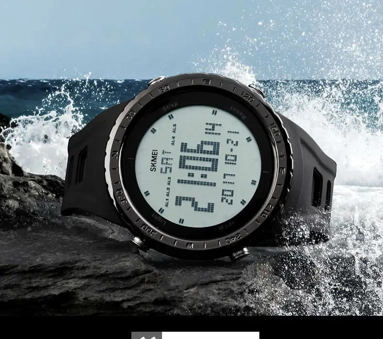 SKMEI Men Sports Watches Double Time Countdown 5Alarm Watch LED 50M Water Resistant Digital Wristwatches Relogio Masculino 1246
