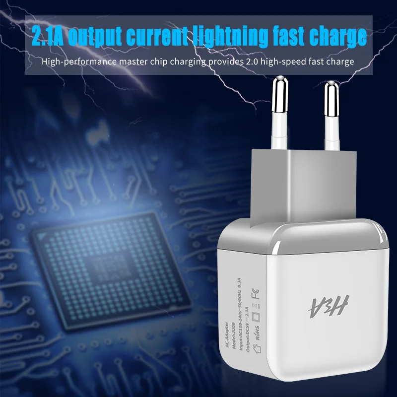 Зарядное устройство H& A с двумя usb-портами, зарядное устройство для мобильного телефона, штепсельная вилка европейского стандарта, дорожное настенное зарядное устройство, адаптер для iPhone, huawei, зарядное устройство для телефона для samsung, Xiaomi