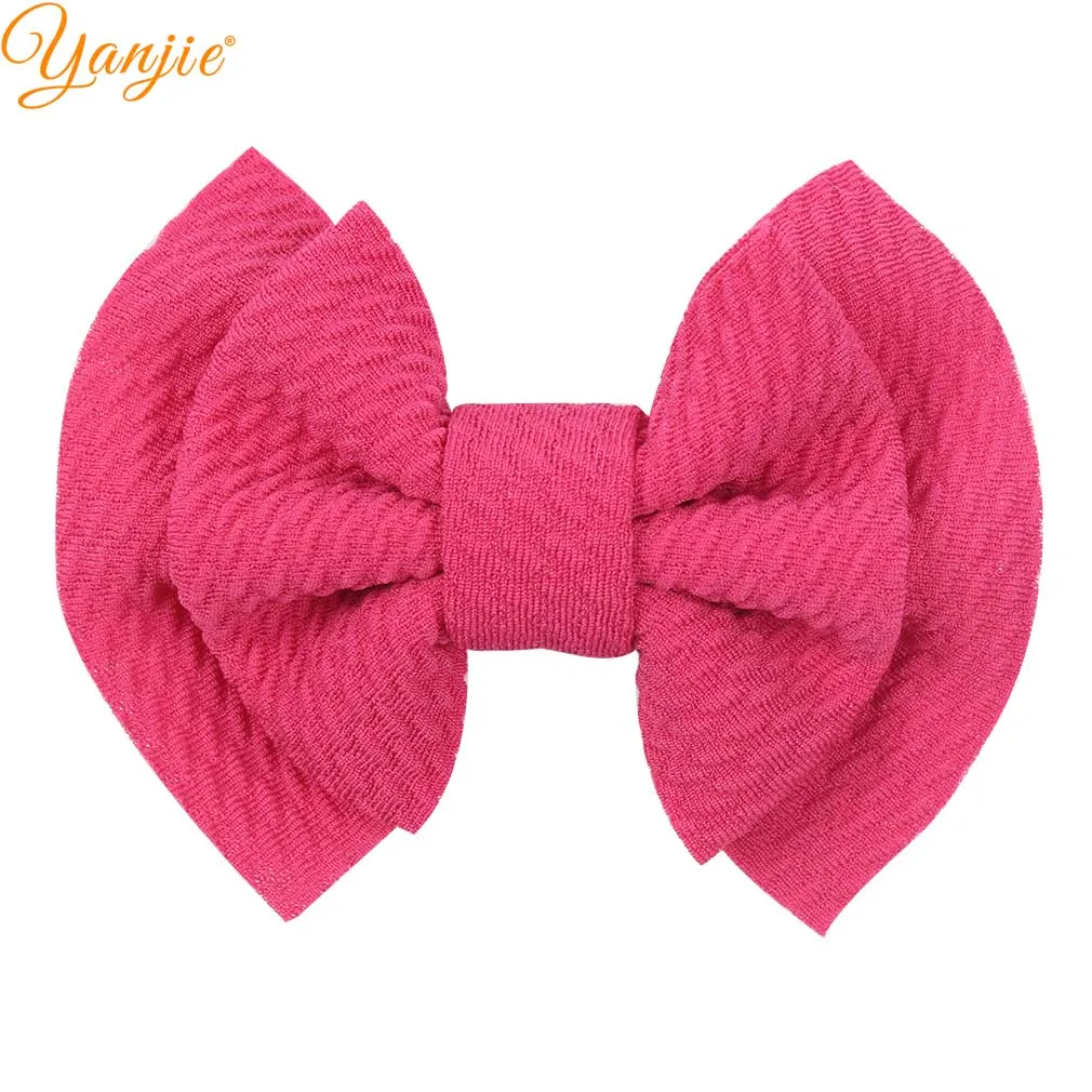 hot pink 10 шт./лот 3,5 ''двухслойный вафельный бант для волос для девочек, детская повязка на голову, шикарные заколки для волос, горячая Распродажа, аксессуары для волос DIY - Цвет: hot pink