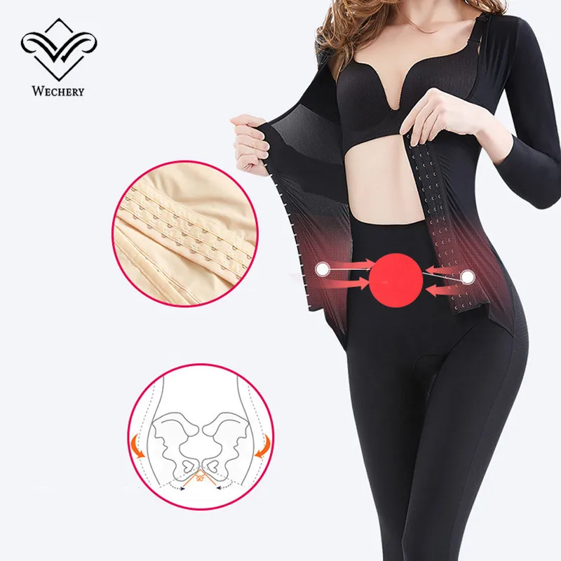 Wechery Новый Body Shaper Для женщин для похудения полной длины боди с длинным рукавом