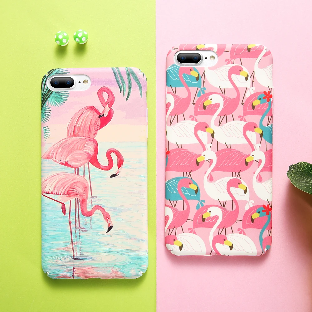 Kisscase мультфильм Розовый фламинго чехол для iPhone 6 S 7 8 плюс Жесткий PC мобильного