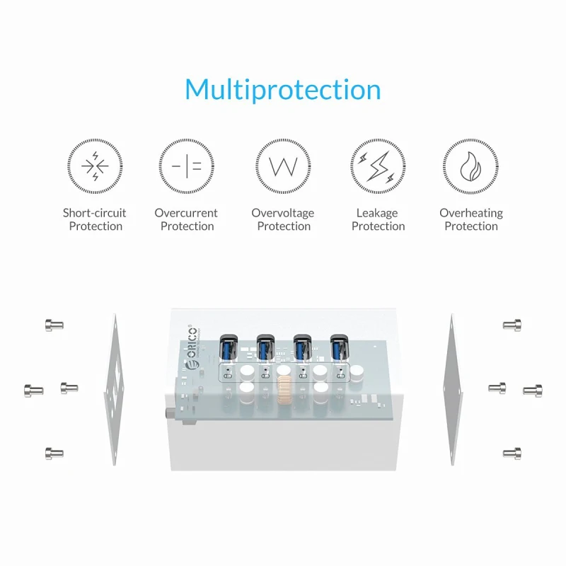 ORICO алюминиевый 4 порта USB 3 0 концентратор Высокоскоростной 5 Гбит/с Мульти