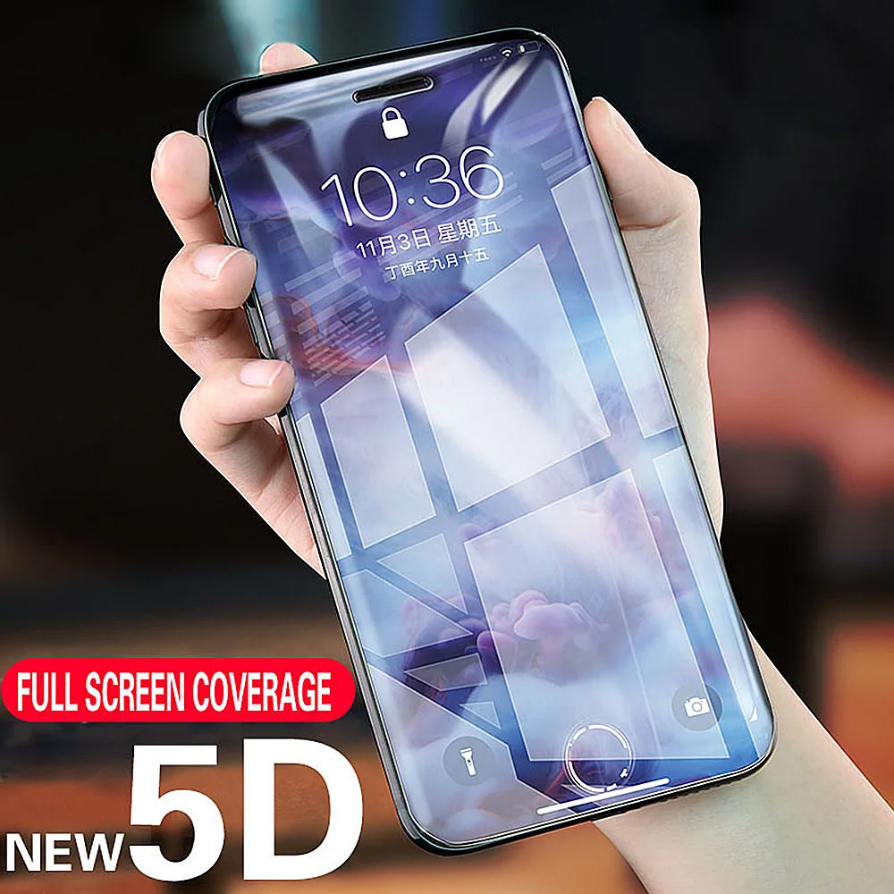 5D Защитное стекло для iPhone 7 Защита экрана iPhone 8 Xr Xs Max закаленное стекло на iPhone X 6 6s 7 8 Plus Xs стекло