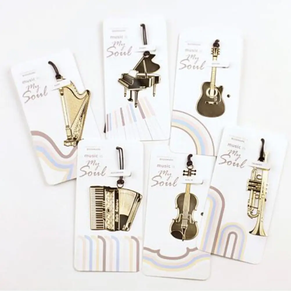 Милые металлические золотистые закладки модные Musial фортепианные гитарные для