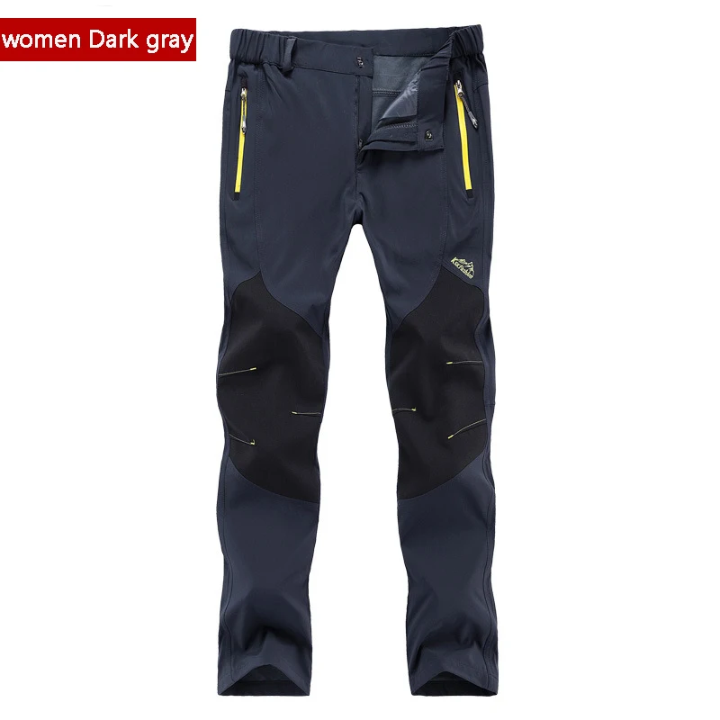 Women-dark gray Супер эластичные женские зимние брюки для рыбалки кемпинга походные брюки мужские водонепроницаемые быстросохнущие новые треккинговые брюки M~ 5XL - Цвет: Women-dark gray