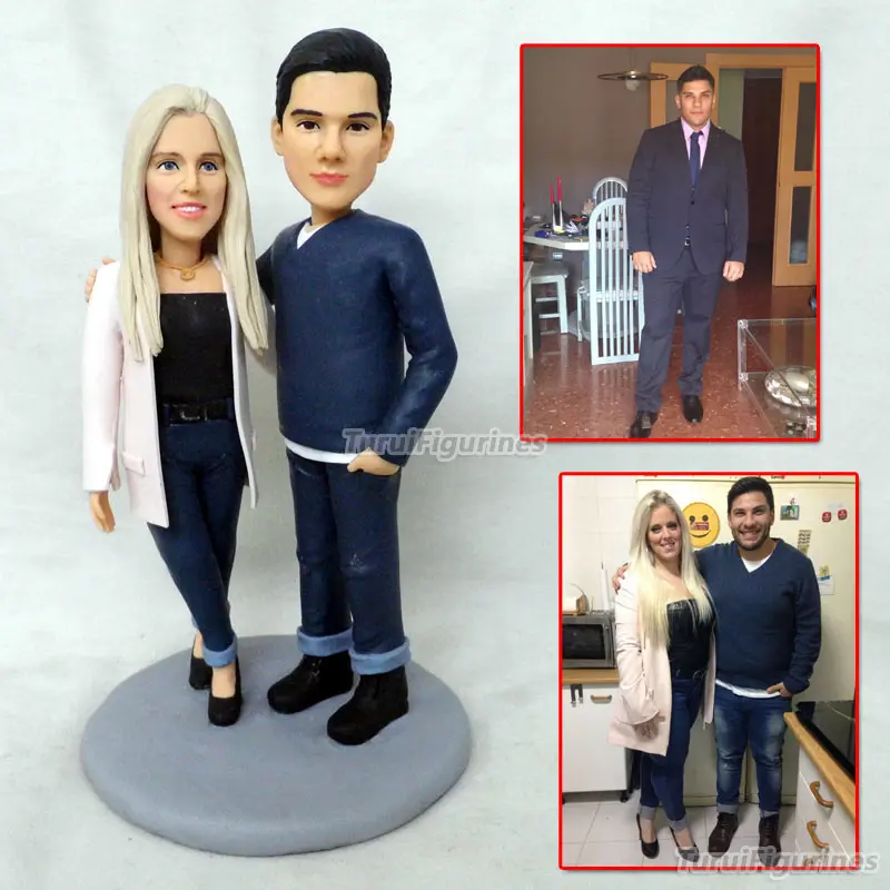 

lover's figurine couple face sculpture sculpey doll Custom Gift Birthday Special Presents Polymer Clay doll Figurine mini statue