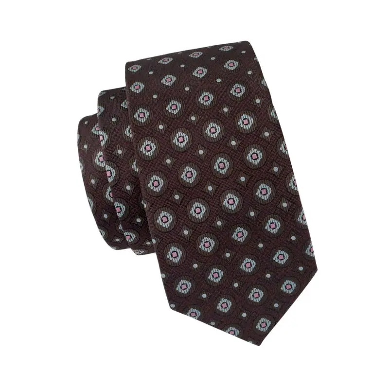 

LS-1462 Barry.Wang Classic Men`s Tie 100% Brown Novelty Silk Necktie Hanky Cufflink Set For Men`s Wedding Party Business