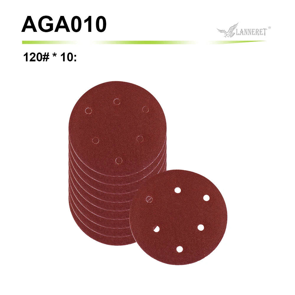 120Grit 10pcs LANNERET 125 мм полирующие песочные диски наждачная бумага Ассорти 40/60/80/120/150/180/240/320 Грит для Мощность случайная орбитальная шлифовальная машина - Цвет: 120Grit 10pcs