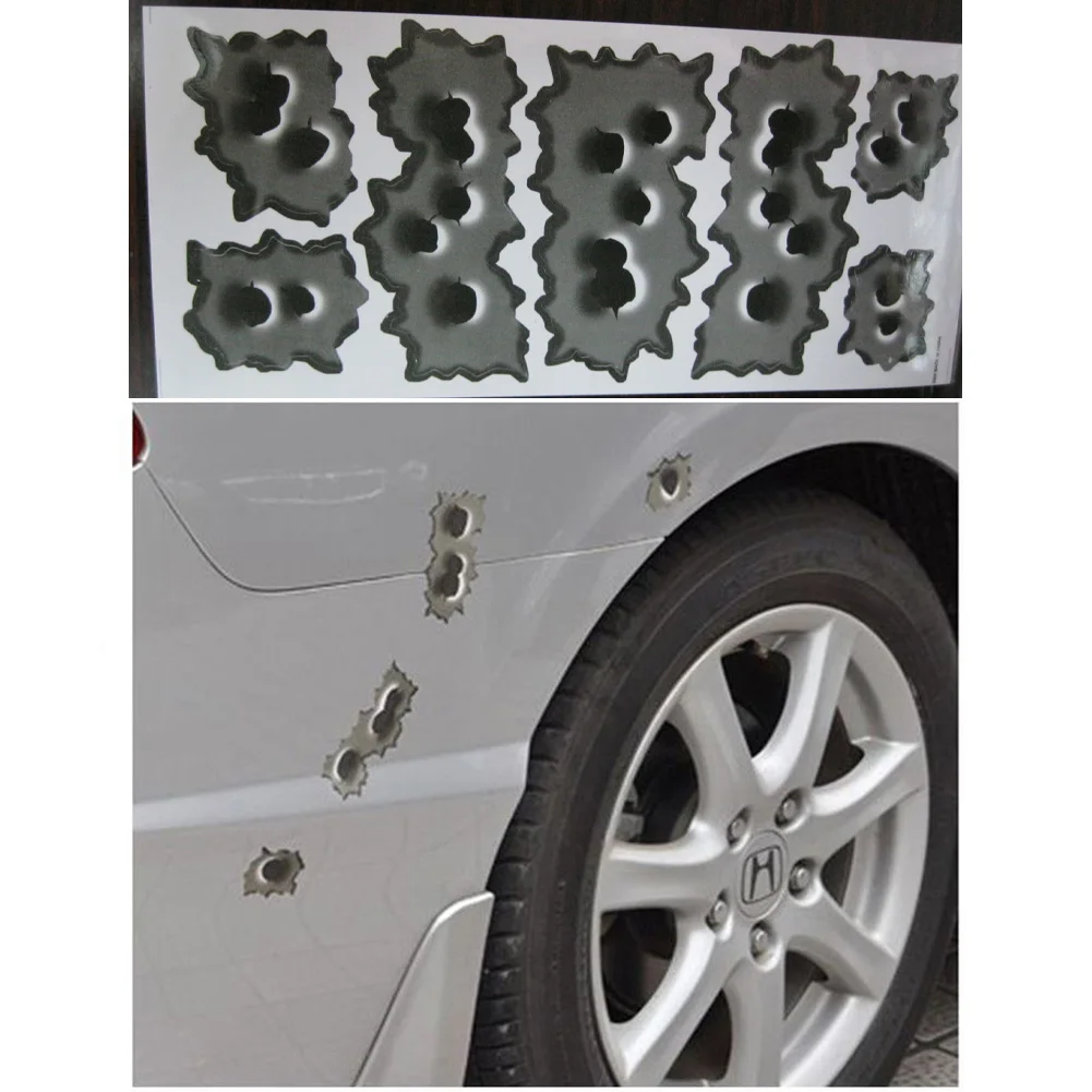 Горячая серый 24/32 Bullethole стикеры Наклейка Shothole для Авто шлем мотоцикл с чашкой