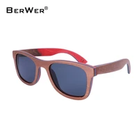 berwer skateboard wooden sunglass brown frame with coating mirror bamboo sunglasses uv 400 protection lenses