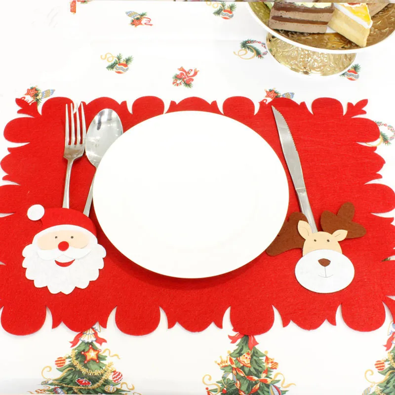 santa elk Рождественские украшения для дома Navidad Санта-Клаус Noel держатели для серебра подстилка под стол коврик год украшения - Цвет: santa elk
