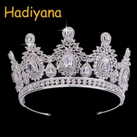 hadiyana wedding accessories bridal hair tiaras water droplets hair crown copper rhinestone sliver plating wedding crowns bc3620