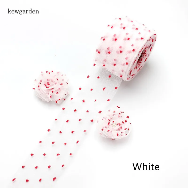 Мягкая лента Kewgarden для творчества 6 см 60 мм с контрастными цветными точками 12 м/лот
