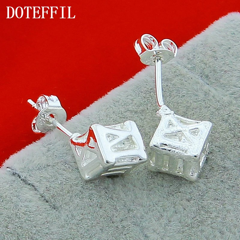 Женские серьги-гвоздики из серебра 925 пробы с квадратными римскими цифрами |