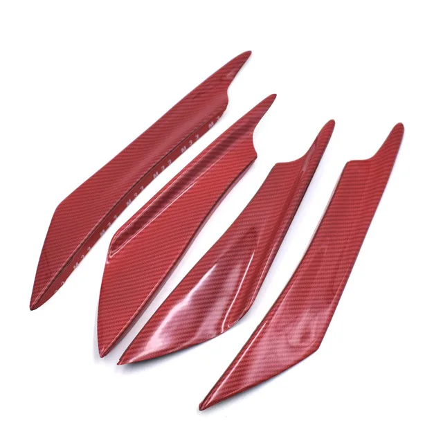 Red Carbon Fiber 4 шт./компл. Карбон передний бампер автомобиля губ Диффузор сплиттер плавники тела спойлер Canards Вале - Цвет: Red Carbon Fiber