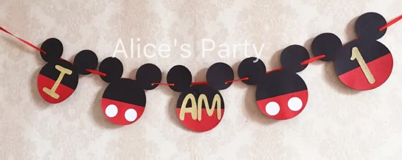 Баннеры для стульев ручной работы с Микки Маусом первого дня рождения украшения 1