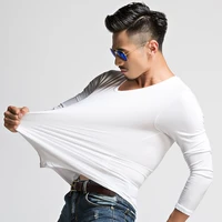 mens ice silk long sleeve t shirt basic tee crew neck solid tops cotton t shirts new
