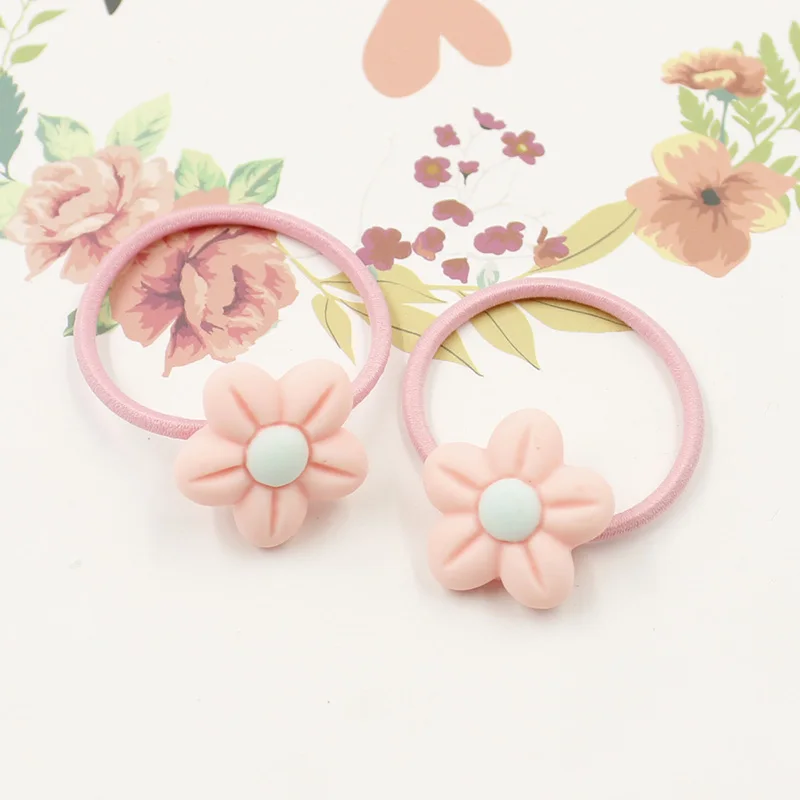 12PCS Pink Flower 1 12 шт./лот 3 см Детские резинки для волос аксессуары для волос модные милые резинки для волос Веревка для девочек детские головные уборы - Цвет: 12PCS Pink Flower 1