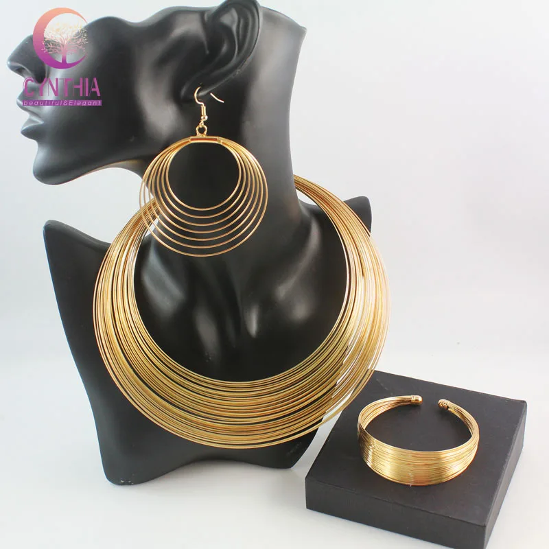 Мода Многослойные Металлические Провода Шея Fit Моменты Заявление Ювелирные