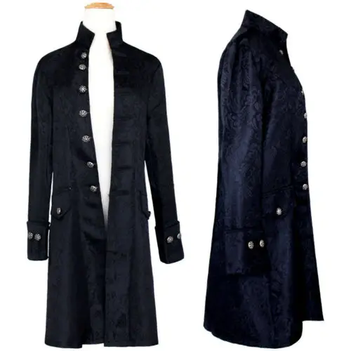

New Men's Jacket Warmth Uniform Pure Men's Punk Medium-length Loose Style Overcoat Long Single-row Button