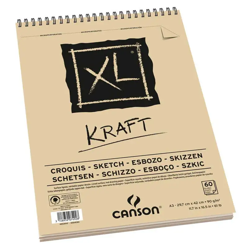 A4 Canson XL Sketch Pad крафт гофрированные светло коричневый 90g/m2 60 листов спираль на