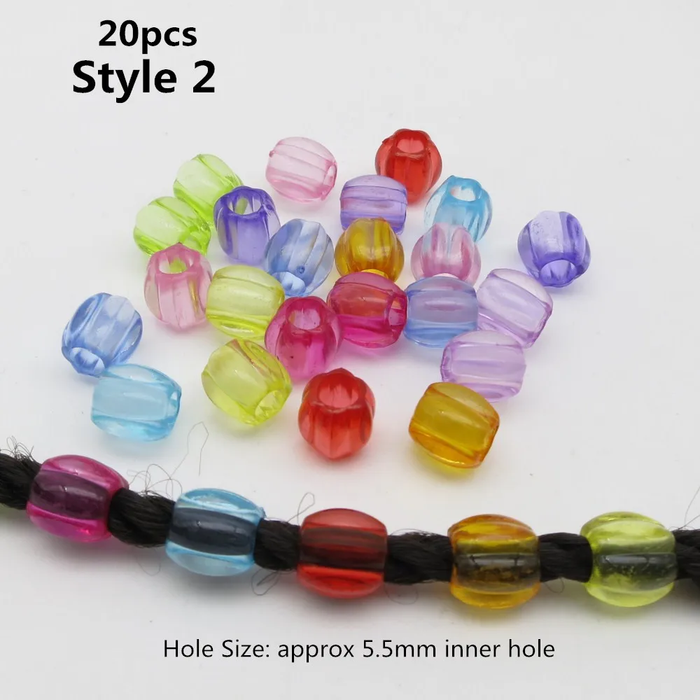 20pcs Style 2 20 шт-50 шт пластиковые цветные прозрачные детские косички для вязания крючком, косички для волос, страшные бусины, кольца, заколки, аксессуары для волос - Цвет: 20pcs Style 2