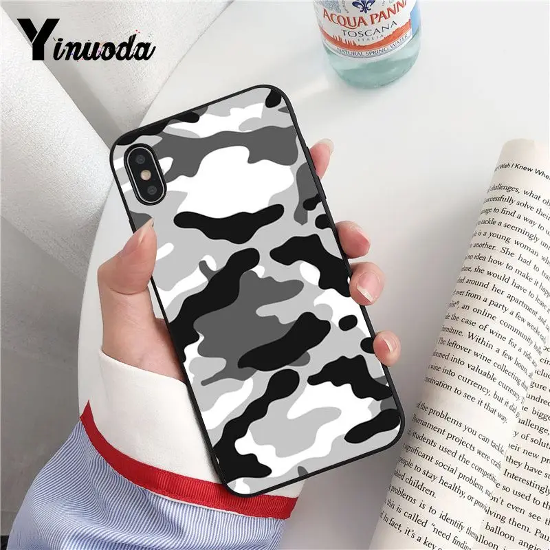 Yinuoda армейский зеленый Камуфляжный мягкий чехол для телефона из ТПУ iPhone 8 7 6 6S Plus X