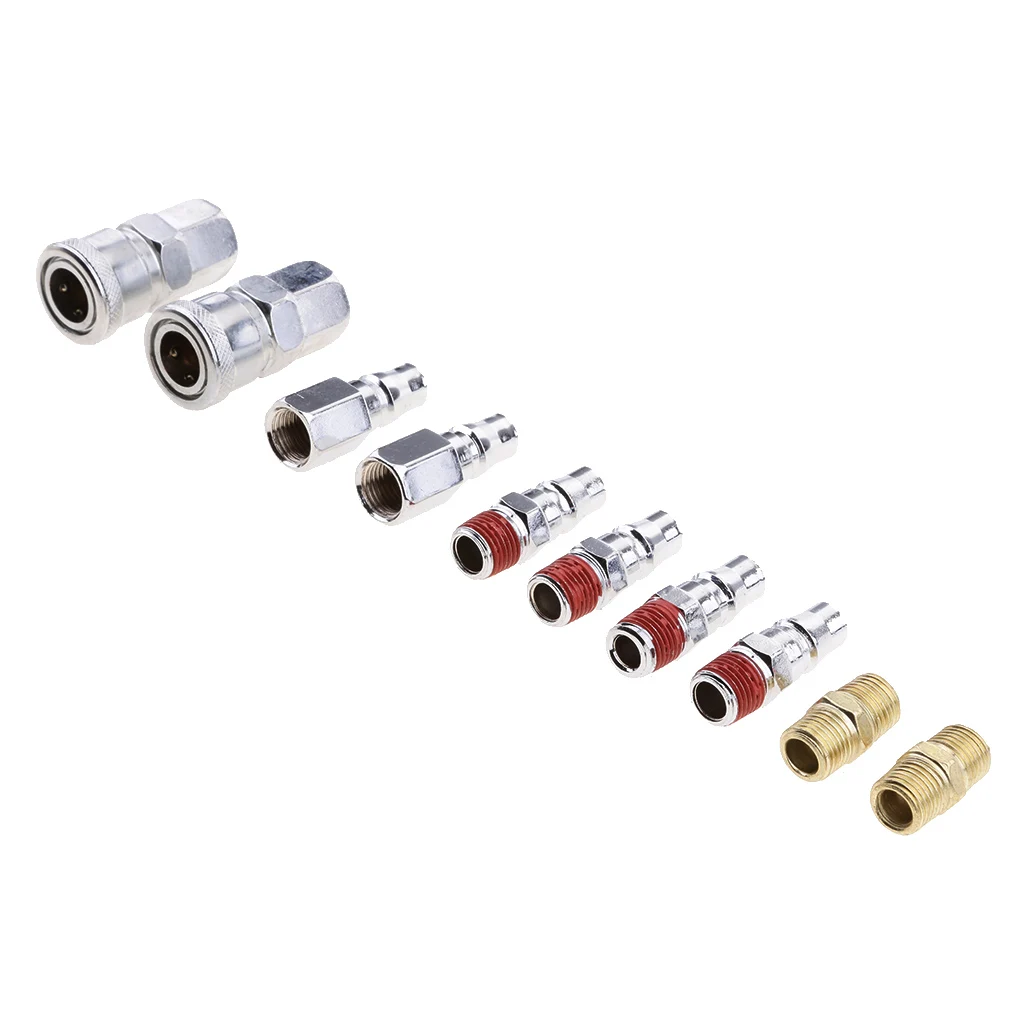 

10 Pieces Air Compressor Line Hose Fittings Quick Release Connector 1/4' high quality metal rust proof and corrosion protection