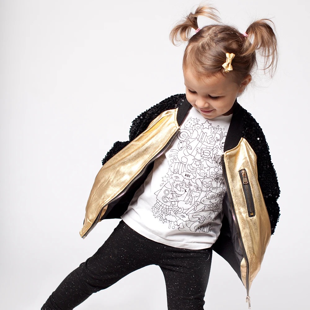 BB002 эксклюзивная куртка с блестками цвета металлик для девочек 3-7 лет; Цвет серебристый, золотистый