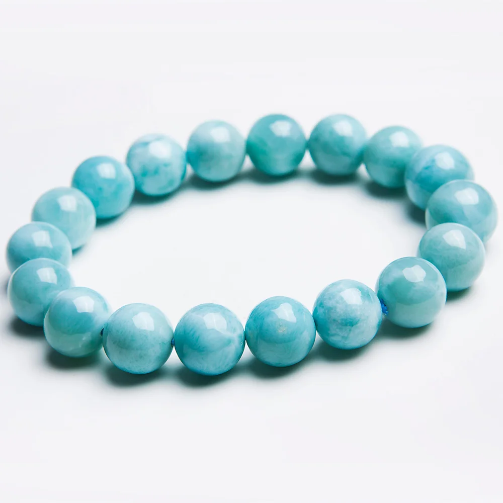 Браслет из ларимара натурального синего камня диаметр 11 мм | Украшения и