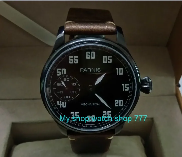 Зеленые светящиеся 44 мм parnis 6498/ST3621 17 jewels механические ручное движение ветра PVD
