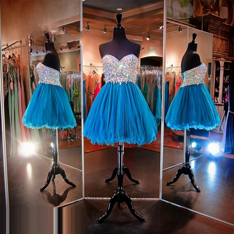 Sexy Luxury Short Cocktail Dresses Crystal Beaded Tulle Prom Coctail Dress for Party jurk vestido de festa curto | Свадьбы и